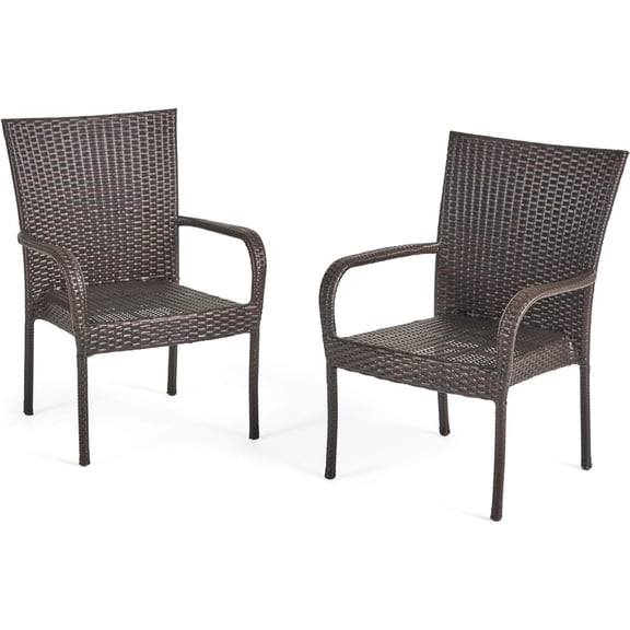 2PCS PE Wicker Stacking Chairs