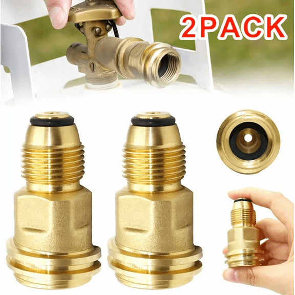 2X Propane Tank Adapter POL LP 100lb Tank Valve to QCC1/Type1 Hose or Regualtor