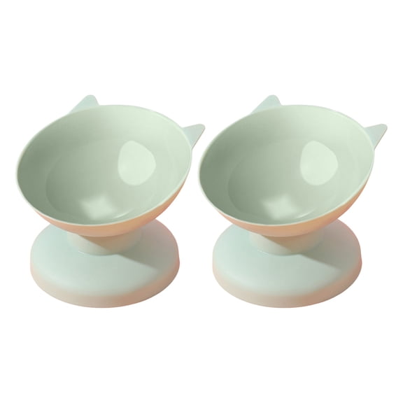 2PCS PP Cat Bowls - Morandi Design, Tilted Angle - for Cats/Dogs, Food/Water, Non-Slip Base, Durable