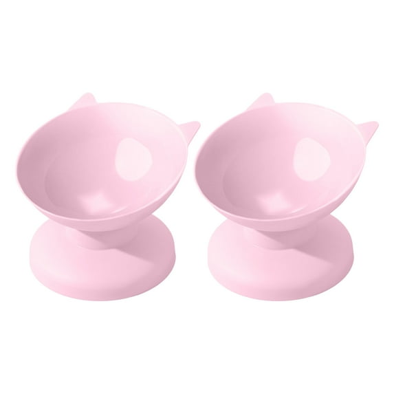 2PCS PP Cat Bowls - Morandi Design, Tilted Angle - for Cats/Dogs, Food/Water, Non- Base, Durable