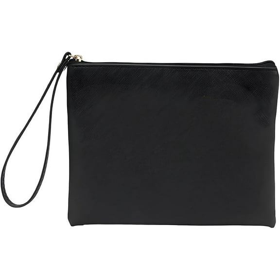 2PCS PU Leather Cosmetic Bags for DIY Travel Waterproof Leather Zipper Pouches Multipurpose Portable Makeup Organizer Bag with Wristlet for DIY Women Essentials Change Jewelry(Black)