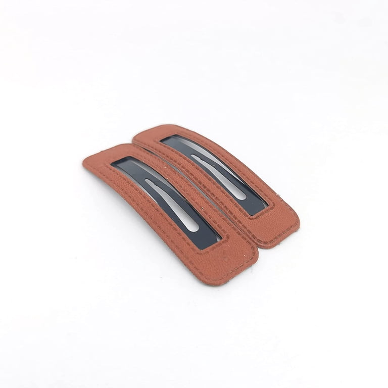 2PCS PU Leather Snap Hair Clips for Women Girls Simple Hair  display picture 1