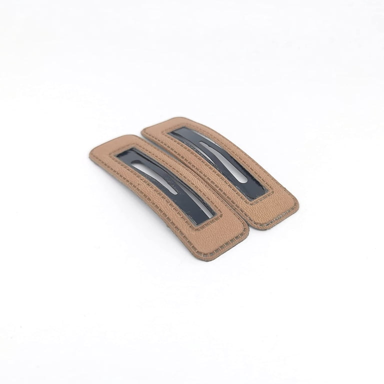2PCS PU Leather Snap Hair Clips for Women Girls Simple Hair  display picture 2