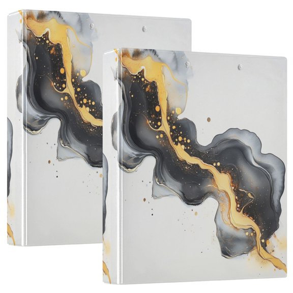 2PCS PVC Hard D-Ring 3 Hole Folder Multifunctional Writing Board File Binder Beautiful Marble Pattern