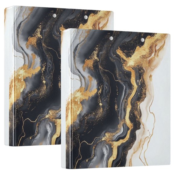 2PCS PVC Hard D-Ring 3 Hole Folder Multifunctional Writing Board File Binder Black Marble