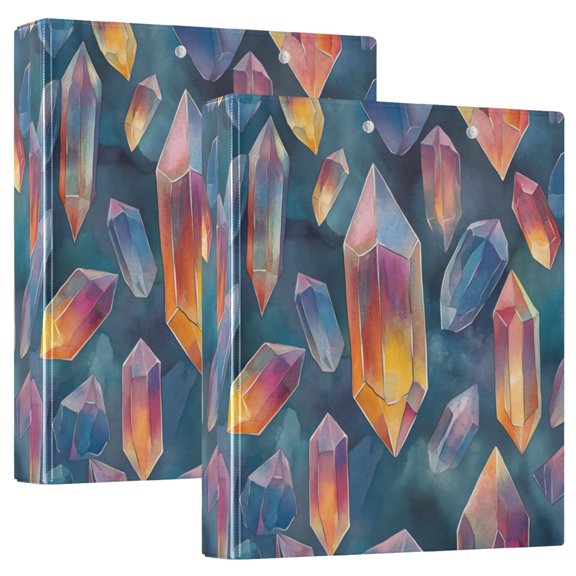 2PCS PVC Hard D-Ring 3 Hole Folder Multifunctional Writing Board File Binder Gemstone