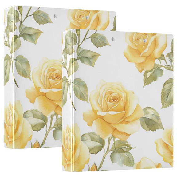 2PCS PVC Hard D-Ring 3 Hole Folder Multifunctional Writing Board File Binder Gold Roses