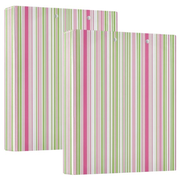2PCS PVC Hard D-Ring 3 Hole Folder Multifunctional Writing Board File Binder Green Vertical Stripe