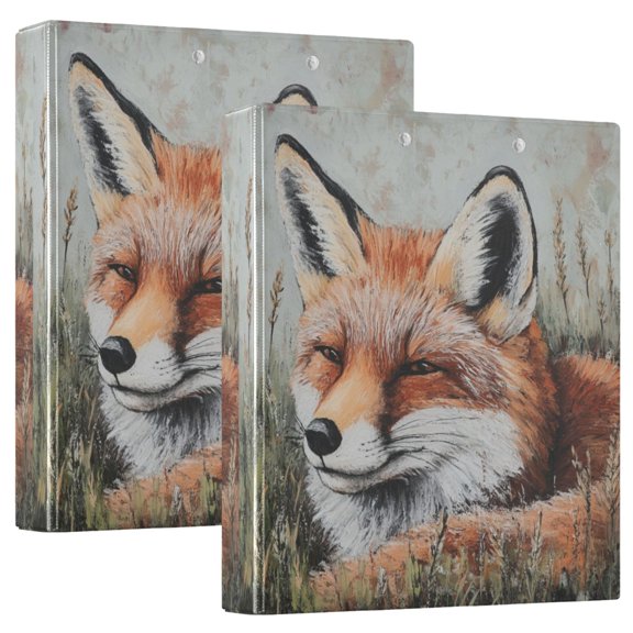 2PCS PVC Hard D-Ring 3 Hole Folder Multifunctional Writing Board File Binder Orange Big Fox