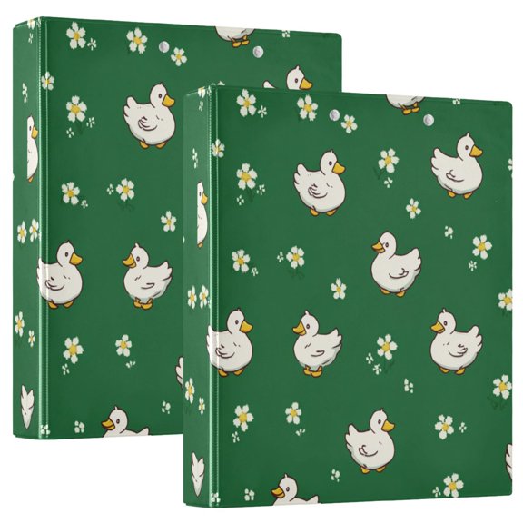 2PCS PVC Hard D-Ring 3 Hole Folder Multifunctional Writing Board File Binder White Duck Green Fabric