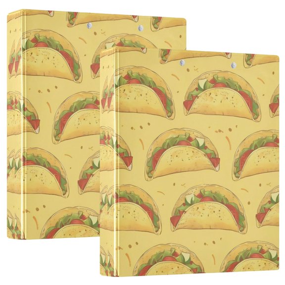 2PCS PVC Hard D-Ring 3 Hole Folder Multifunctional Writing Board File Binder Yellow Taco