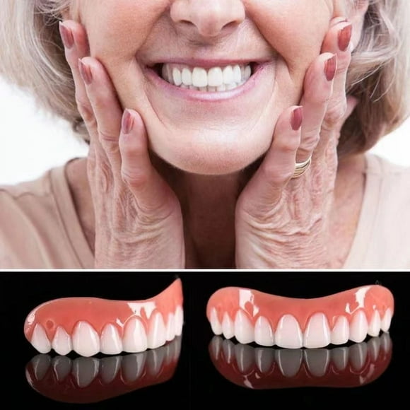 2PCS/Pack Cosmetic Teeth Large Natural Uppers Only - Arrives Flat Comfort Fit Flex Teeth eneers at Home Do it Yourself Smile Makeover for Snap on