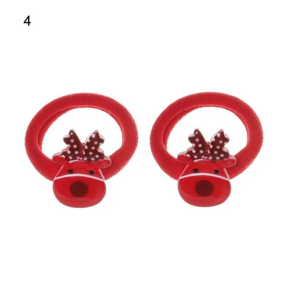 2PCS/Pair Children's Hair Accessories Deer Santa Claus Rubber Band Snowman Hair Rope Headdress Christmas Hair Ring 4