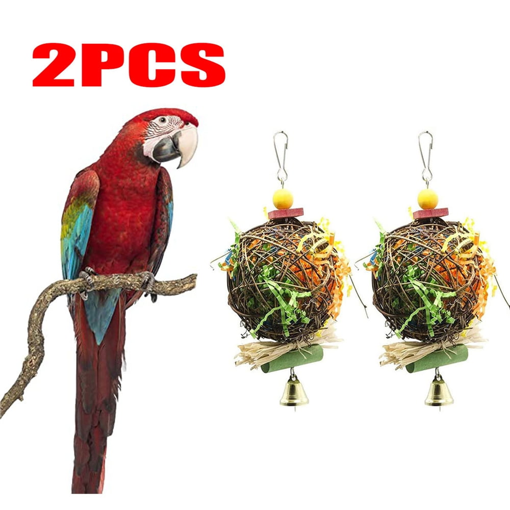 2PCS Parrot Toys Macaws African Grey Parrots Parrot Cage Toys Forager Shredder Walmart