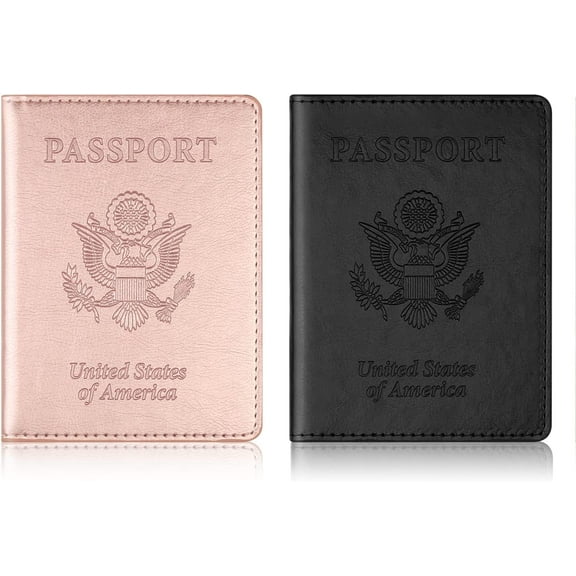 2PCS Passport Holder Combo , Waterproof PU Leather Passport and Vaccine Card Holder for Women Men Family