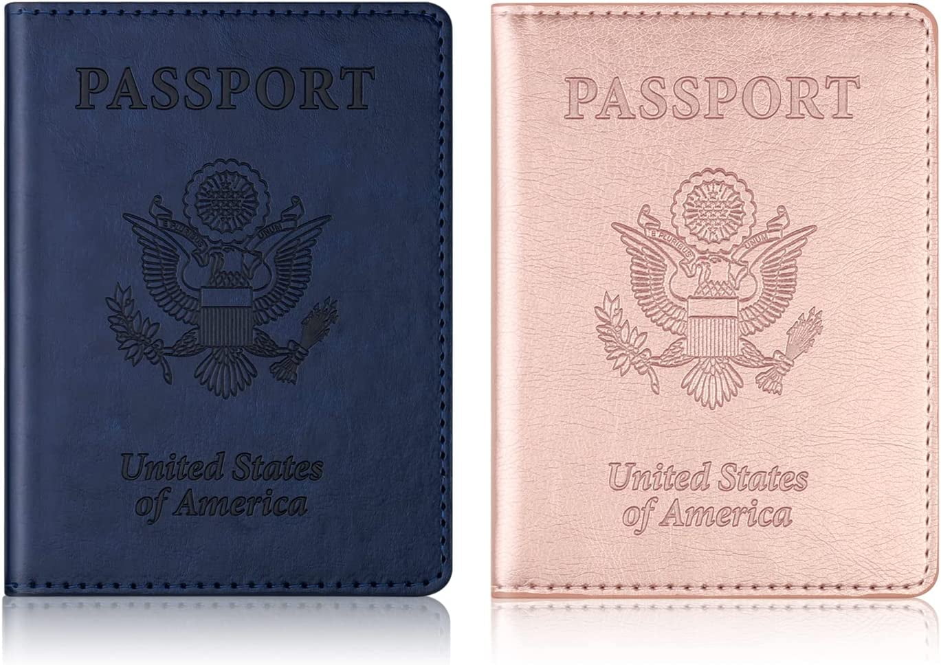 2PCS Passport Holder Combo , Waterproof PU Leather Passport and Vaccine Card Holder for Women Men Family
