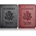 thumbnail image 1 of 2PCS Passport Holders，Ultra Slim Passport Wallet，PU Leather Passport Cover for Women and Men, 1 of 3