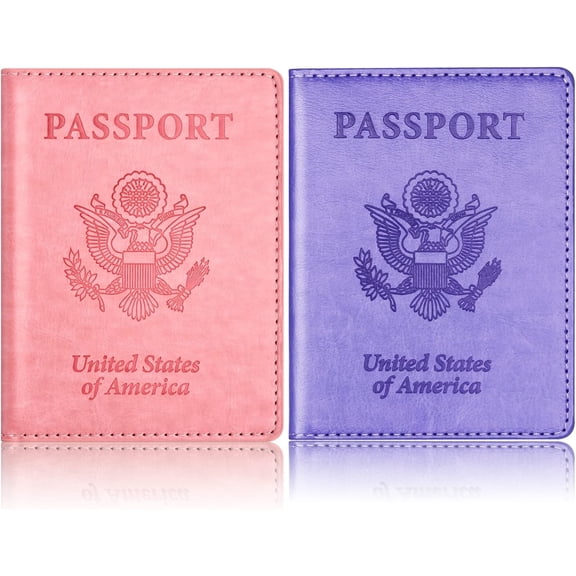 2PCS Passport Holders,Ultra Slim Passport Wallet,PU Leather Passport Cover for Women and Men