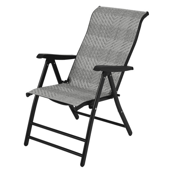 2PCS Patio Rattan Folding Lounge Chair with Adjustable Back,Widen Armrest Chairs for Beach Yard Pool