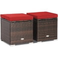 thumbnail image 1 of 2PCS Patio Rattan Ottoman Seat Storage Box Red, 1 of 8