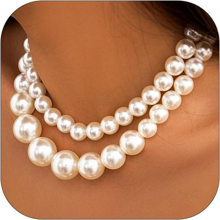 Faux pearl necklace choker hot sale