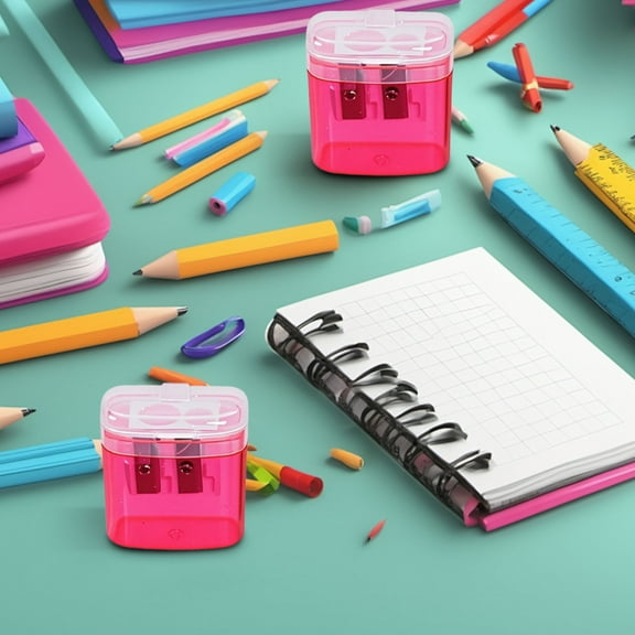 2PCS Pencil Sharpener Dual Hole Manual , Jumbo Crayon Sharpener with Cover and Bin, Handheld Color Pencil Sharpeners for Large & Standard Pencils