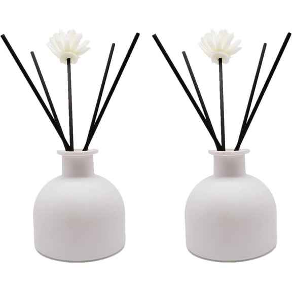 2PCS Perfume Reed Diffuser Bottle,Empty Glass Container 100ml Fragrance Accessories use with Black Sticks for DIY Replacement (Matte White)
