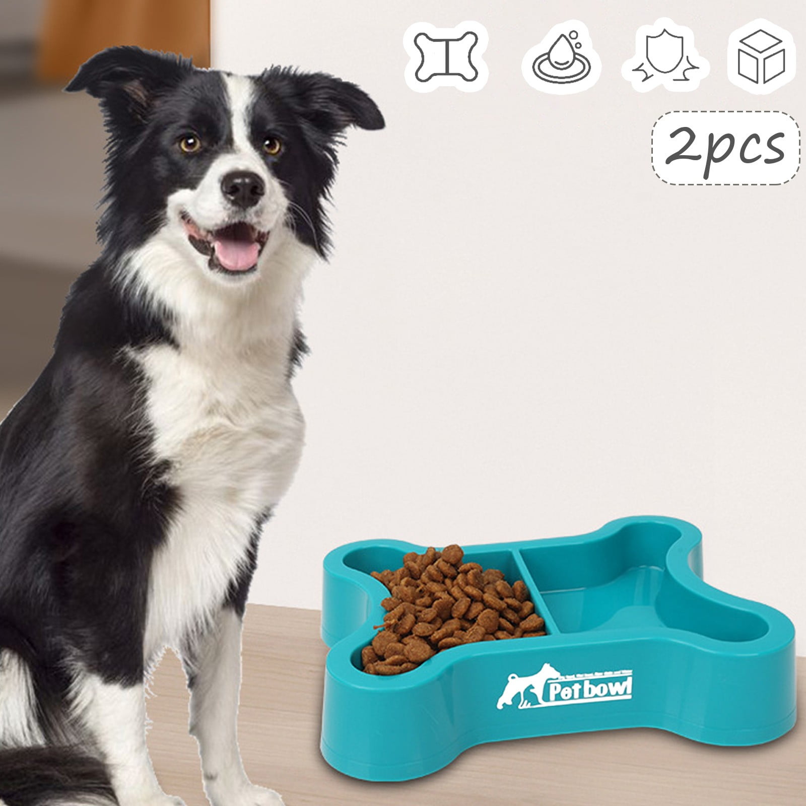 2PCS Pet Bowl Double Bowl Cat Bowl Dog Bowl Cat Cutlery Cat Bowl Dog