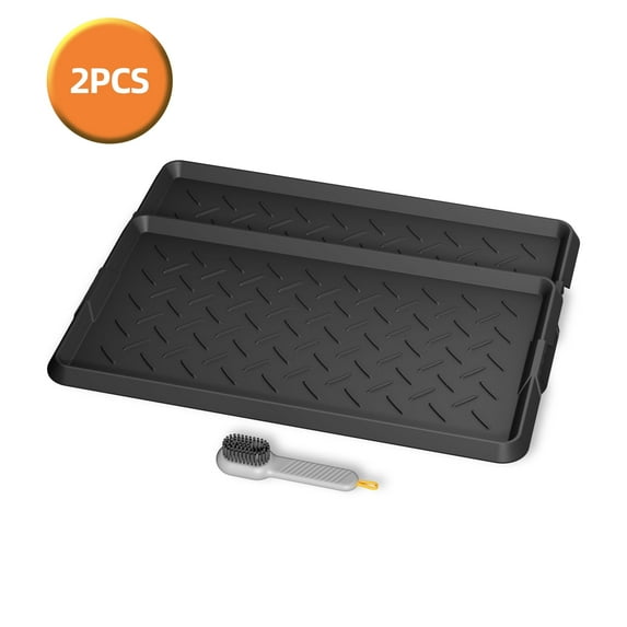 2PCS Rubber Boot Tray, Shoe Trays for Entryway, Versatile Boot Mat Tray with Raised Edge, 47"x16" Rubber Mat for Shoe Organizer Indoor/Outdoor Use