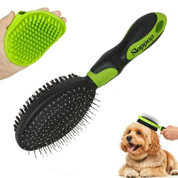 2PCS Pet Grooming Tools - Double-Sided Brush for Shedding and Bathing, Suitable for Short/Long Haired Dogs Cats and Horses, Deshedding Dog Brush, Mane & Tail Combs for Horses - Pet Supplies,Green