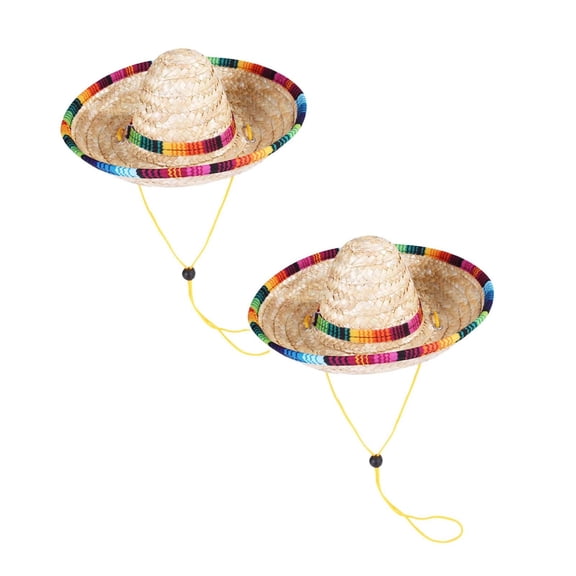 2PCS Pet Woven Straw Hat Pet Outfit For Dogs And Cats Perfect For Halloween Parties And Photo Shoots M Straw Weaving Gift