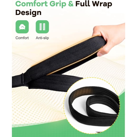 2PCS Pilates Straps for Reformer, Comfortable Enhanced Thickness, Fitness D-Ring Double Loop Exercise Straps for Home Gym Workout (Black)