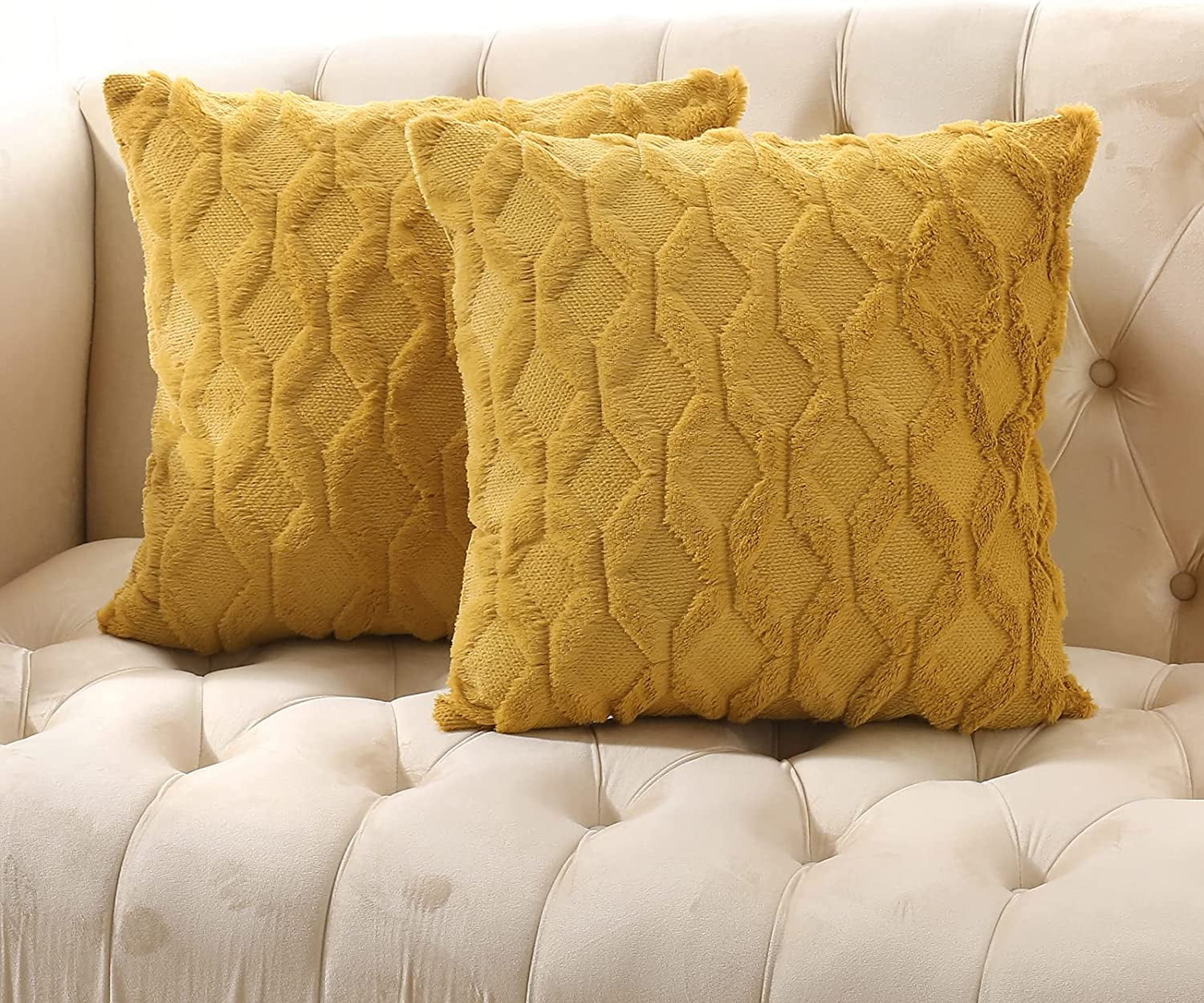 2PCS Pillow Covers, Short Wool Velvet Square Pillow Case, Set of 2 ...