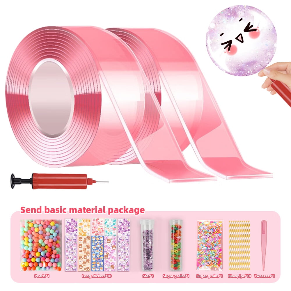 2PCS Pink Nano Tape Bubble Kit, Super Elastic Nano Tape Bubbles with 10