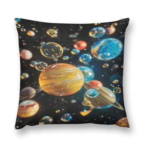 2PCS Planet Mars Mercury Jupiter Two Sided Printing Pillow Cover，Birthday Gifts for Girlfriend Polyester Square Decorative Waist Pillowcase 18"x 18"