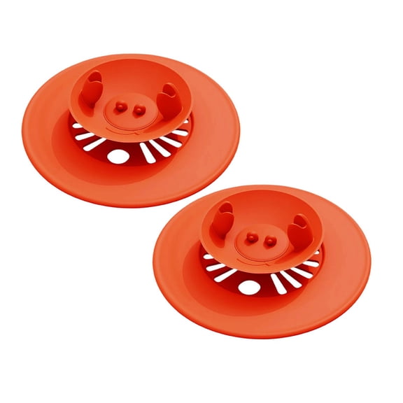 2PCS Plastic Cup Lids with Cute Animal Handle Design, Reusable Drink Cover,4.3x1.1in(Orange)