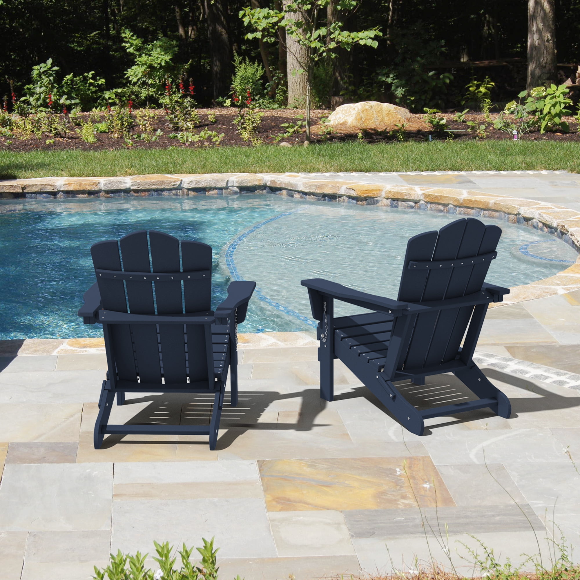 2PCS Plastic Folding Adirondack Chair Outdoor Patio Chair Set of