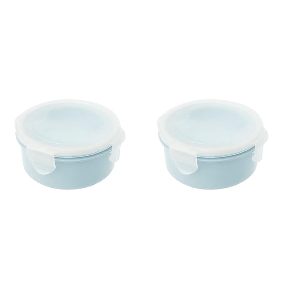 2PCS Plastic Food Storage Containers with Lids 500Ml, Leakproof Snap Lock Round Airtight Meal Prep Containers Lunch Box Containers for Soup, Leftover, Freezer/Dishwasher Safe, Bpa Free(Blue)