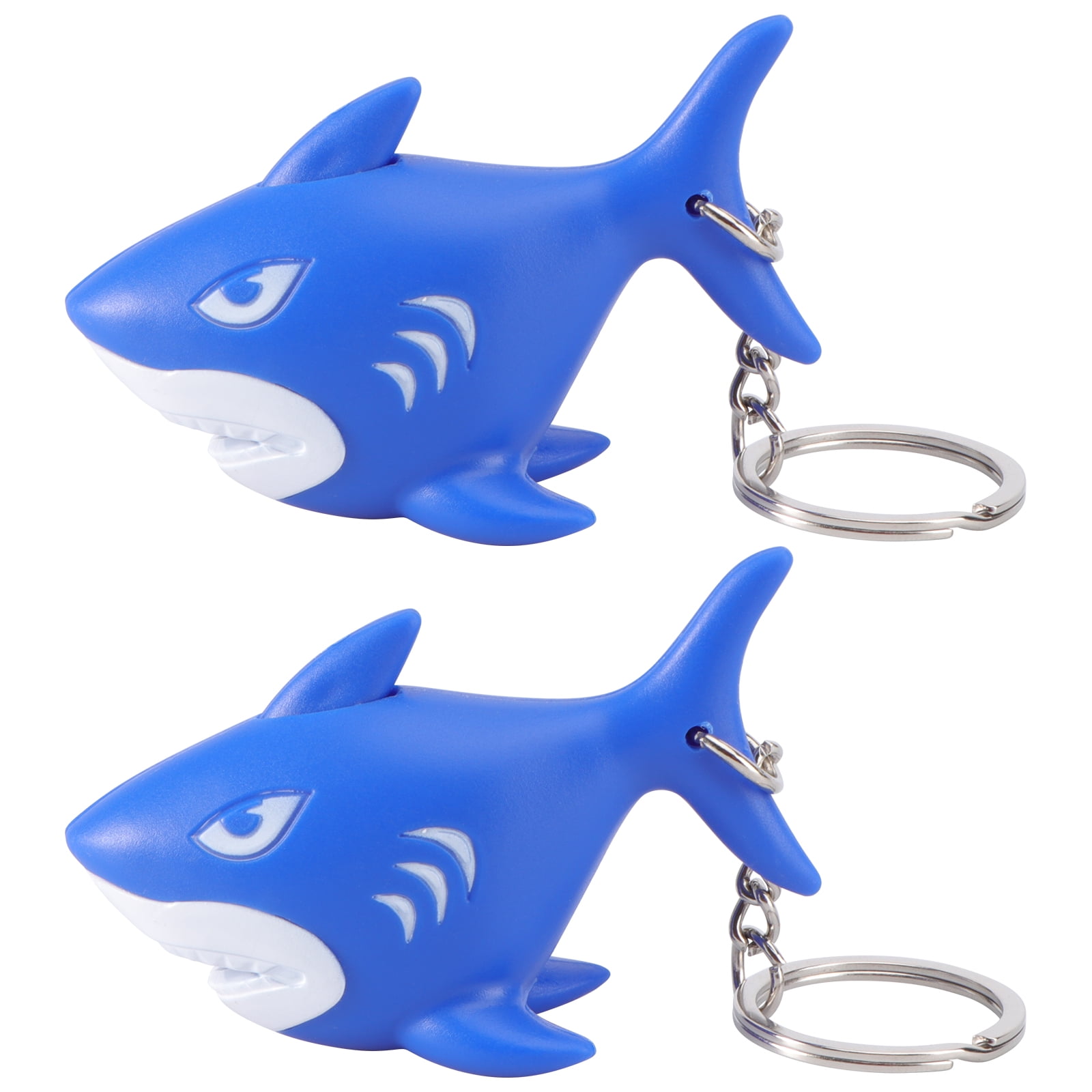 2PCS Plastic Shark Keychains Flash Key Pendant Sounding Key Decorations Creative Keyring Gifts