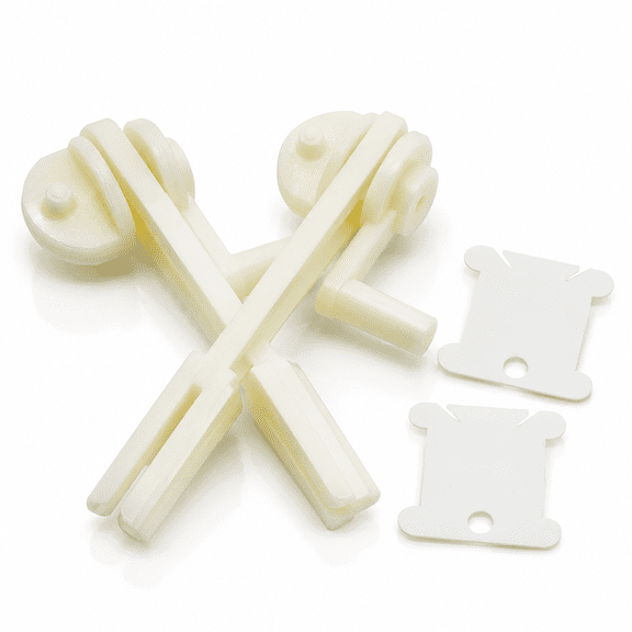 2PCS Plastic Spool Winder Beige Hand Wool Quick Winder Hand Crank Thread Wrap Tunnel Tool Plastic Spool for Cross Embroidery Sewing DIY Crafts