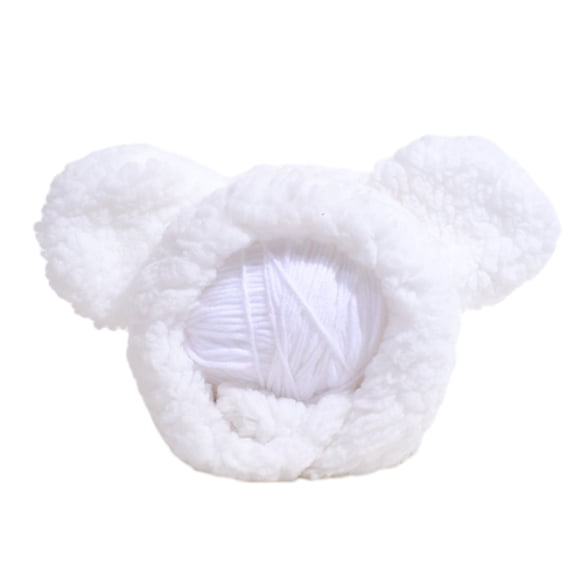 2PCS Plush Bear Ear Hat for Cats Dogs Cartoon Bear Ear Puppy Costume Adjustable Pet Headgear for Teddydogs Small Dog