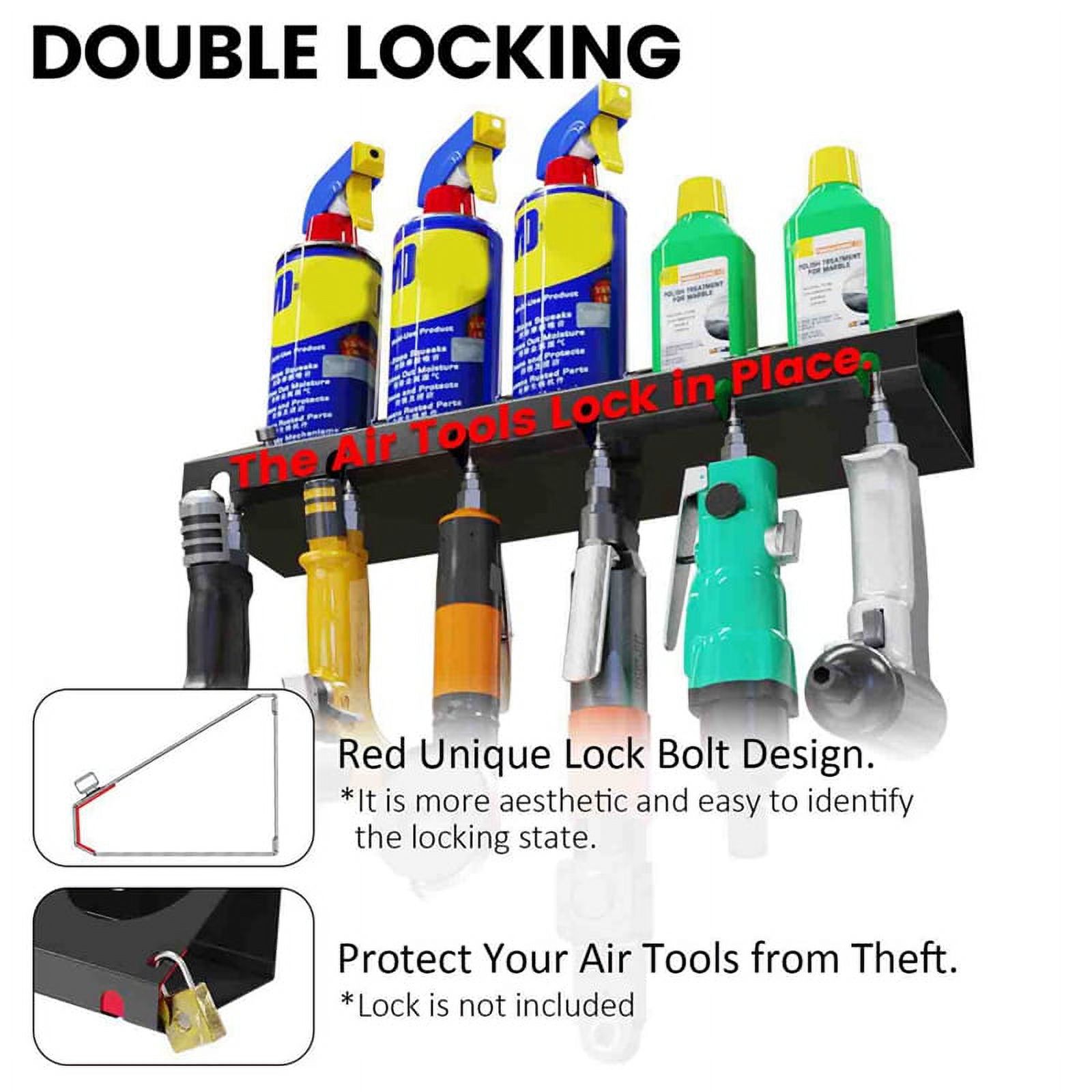 2PCS Pneumatic Tool Holder/Aerosol Rack Combo, Wall Mounted Spray Can