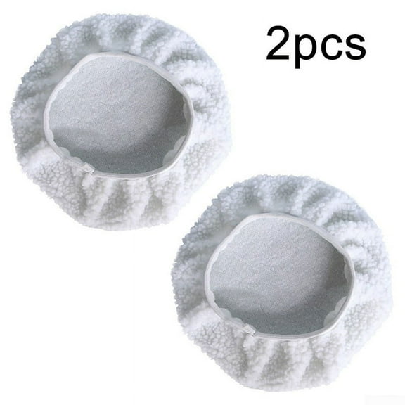 2PCS Polishing Bonnet Buffer Pads Soft White Wool For 9 - 10inch Car Polisher