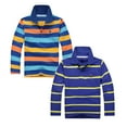 thumbnail image 1 of 2PCS Polo Shirts for Boys Size 16 Long Sleeve Striped Shirt Cotton T-Shirts Kids Collared Rugby Polo Tops Teen Button Closure Uniform Pique Polos, 1 of 4