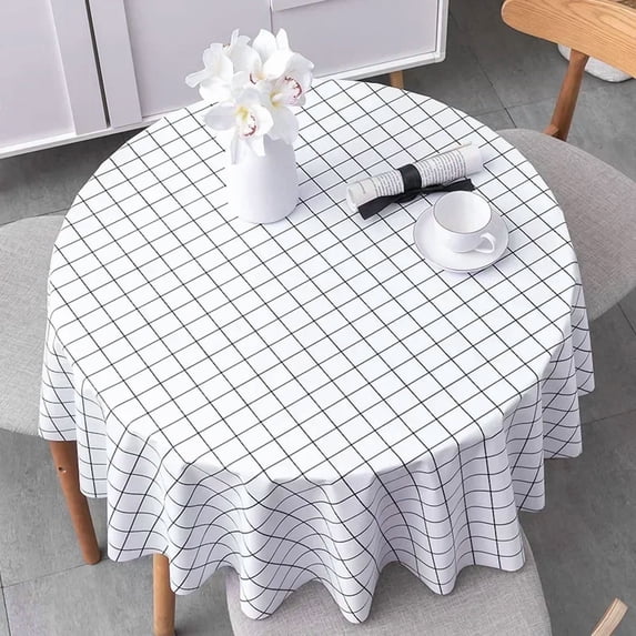 2PCS Polyester 60-Inch Grid pattern Round Tablecloth - for Wedding and ...
