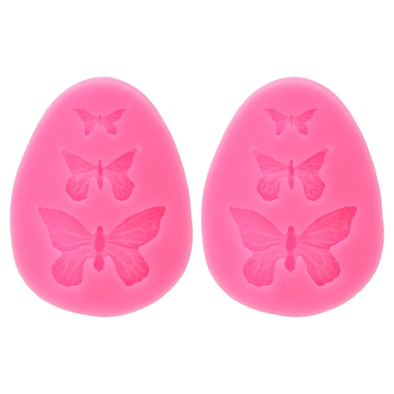 2PCS Polymer Clay Mold, Clay Mold Fondant Mold 3 Butterfly Mold Silicone Rose for Crafts Air Dry DIY Cake, Pink