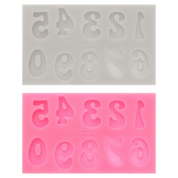 2PCS Polymer Clay Mold, Clay Mold Fondant Mold Number Mold Silicone Rose for Crafts Air Dry DIY Cake, Grey Pink