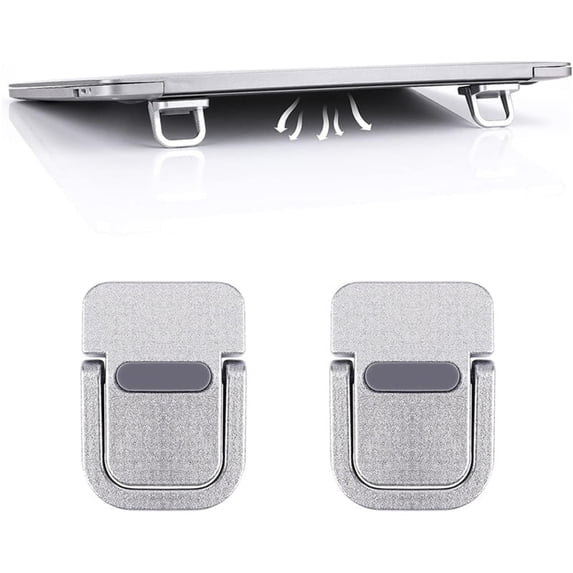 2PCS Portable Keyboard Riser, Self-Adhesive Mini Laptop Stand, Invisible Computer Keyboard Stand for Desk, Aluminum Alloy Laptop Feet