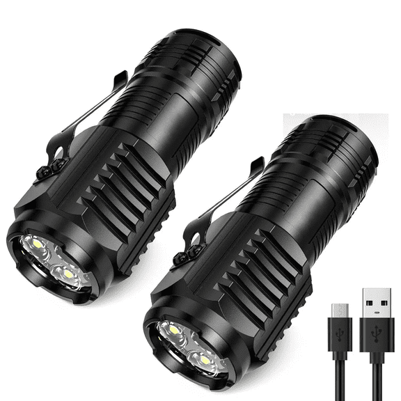 2PCS Portable Mini LED Handheld Flashlight Powerful Fingertip Torch Outdoor Waterproof Hiking Camping Flash Light with Pen Clip