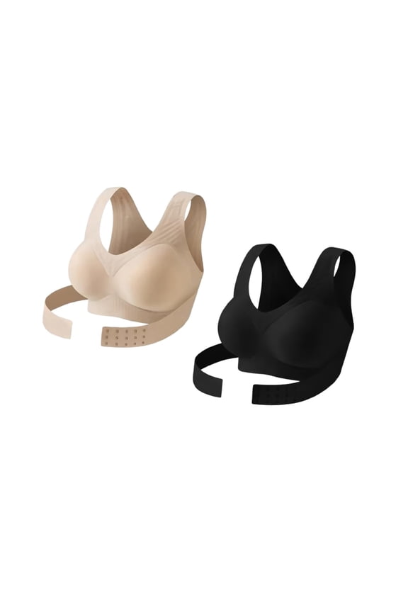 2PCS Posture Support Bra Front Closure Wireless Bras Full Coverage Bra Front Closure Cross Front Closure Bras Lift Bras Wireless Pushup Bra Full Coverage Support Jelly Bras Push Up Bras Yellow L